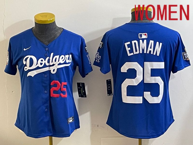 Women Los Angeles Dodgers #25 Edman Blue Game 2024 Nike MLB Jersey style 11216